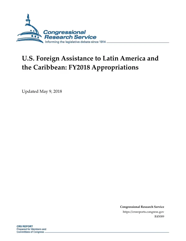 U.S. Foreign Assistance to Latin America and the Caribbean: FY2018 Appropriations