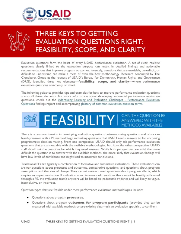 Three Keys to Getting Evaluation Questions Right