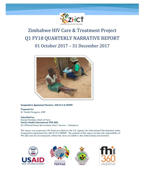 Zimbabwe HIV Care & Treatment Project Q1 FY18 Quarterly Narrative Report
