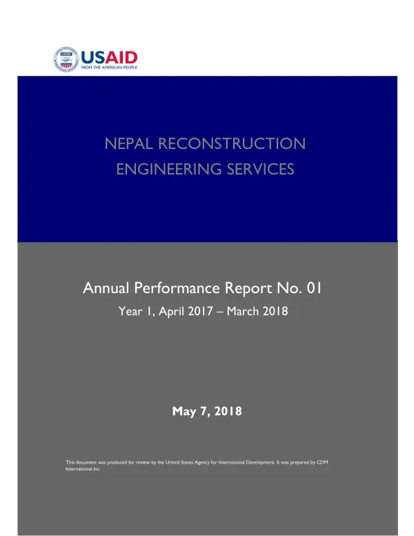 Annual Performance Report: Nepal Reconstruction Engineering Services Project