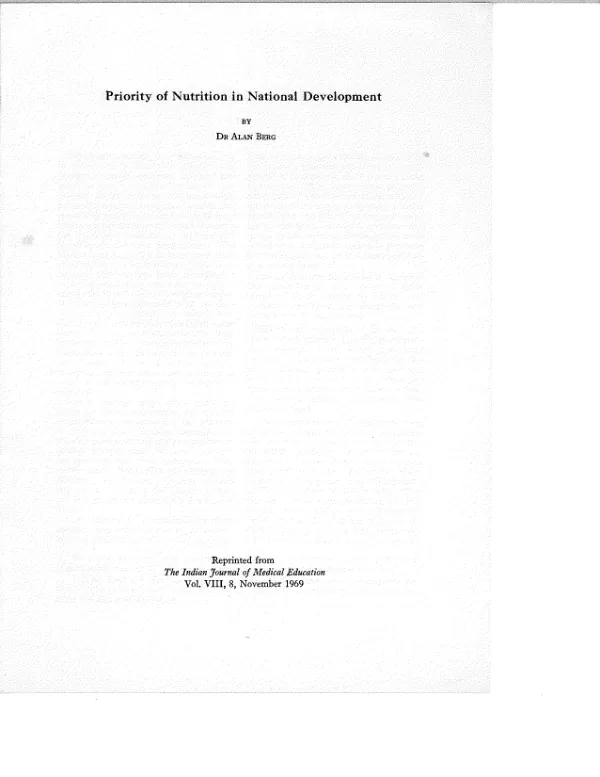 Priority of nutrition in national development