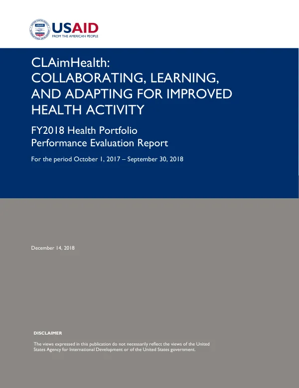 FY 2018 End-of-Year Health Portfolio Performance Evaluation Report