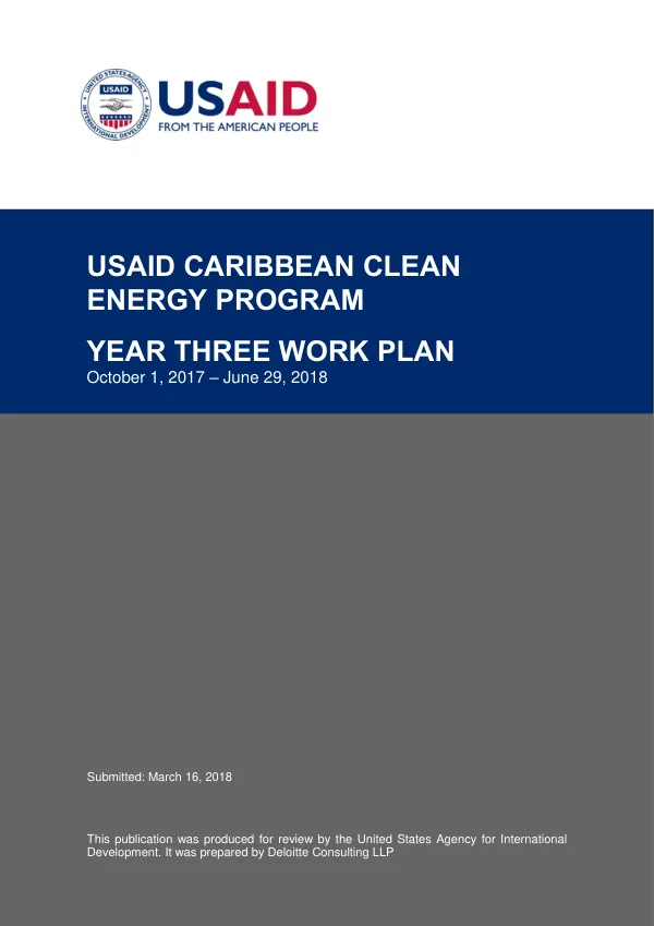 USAID Caribbean Clean Energy Program Year Three Work Plan