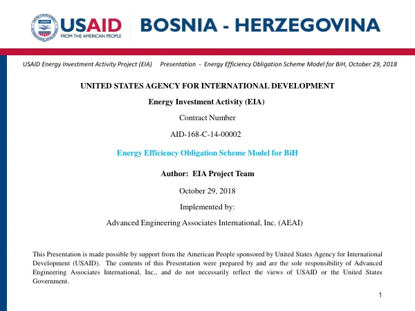 Energy Efficiency Obligation Scheme Model for BiH