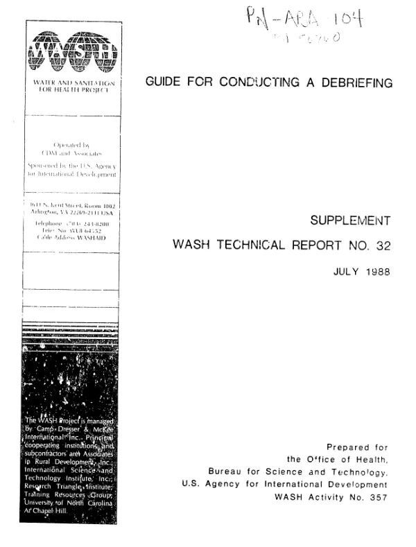 Guide for conducting a debriefing : supplement