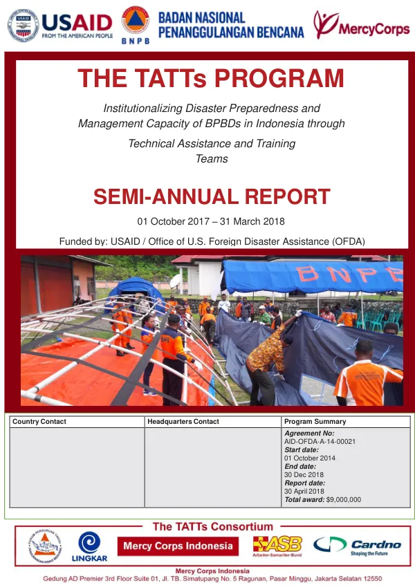Institutionalizing Disaster Preparedness and Management Capacity of BPBDs in Indonesia through Technical Assistance and Training Teams