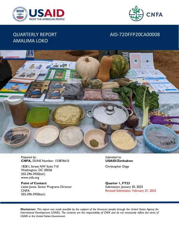 Quarterly Report: Amalima Loko Resilience Food Security Activity