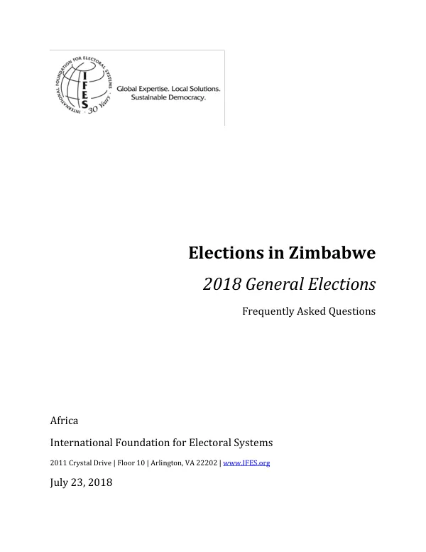 Elections in Zimbabwe: 2018 General Elections Frequently Asked Questions