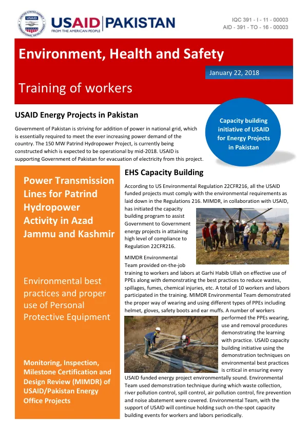 USAID Projects in Pakistan: Environmental Best Practices for Energy Sector