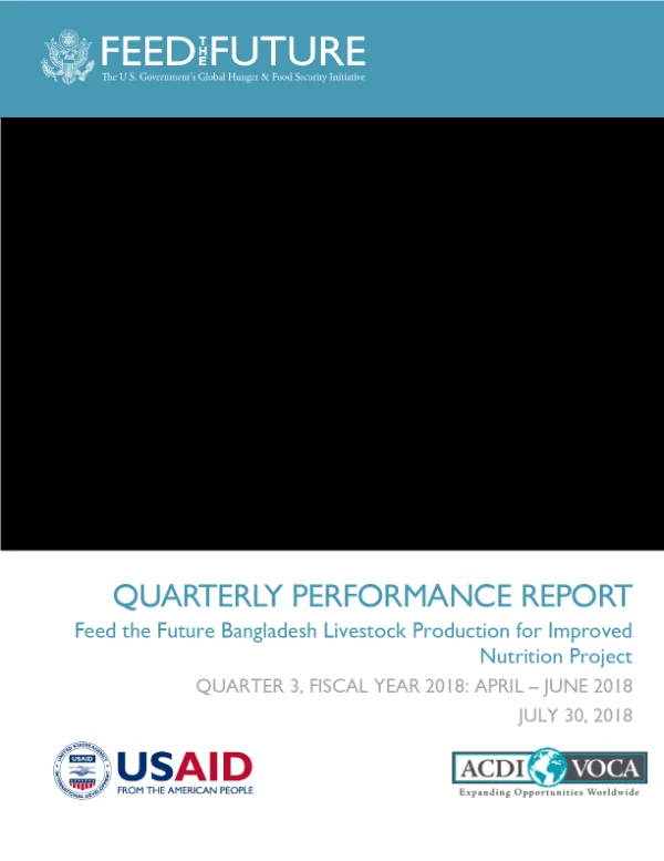 Quarterly Performance Report: Feed the Future Bangladesh Livestock Production for Improved Nutrition Project