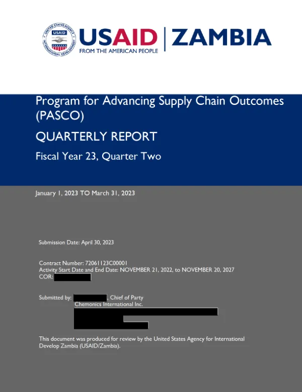 PASCO ZAMBIA, QUARTERLY REPORT 2, FISCAL YEAR 2023