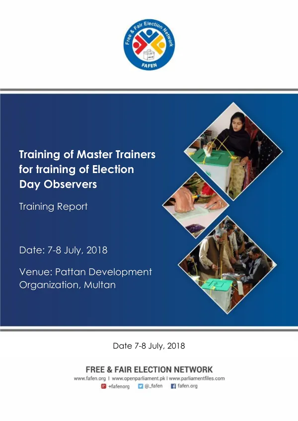 Training of Master Trainers for training of Election Day Observers Training Report