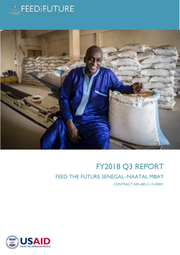 FY2018 Q3 Report Feed the Future Senegal–Naatal Mbay
