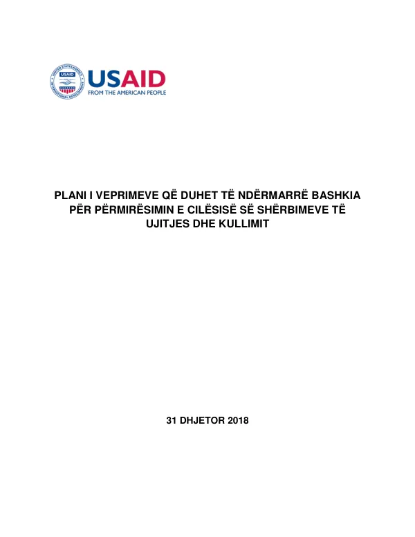 Plani i Veprimeve që Duhet të Ndërmarrë Bashkia për Përmirësimin e Cilësisë së Shërbimeve të Ujitjes dhe Kullimit