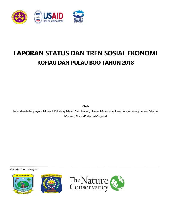 LAPORAN STATUS DAN TREN SOSIAL EKONOMI KOFIAU DAN PULAU BOO TAHUN 2018