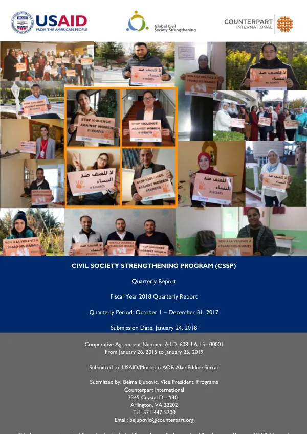 Civil Society Strengthening Program (CSSP) Quarterly Report: October – December 2017