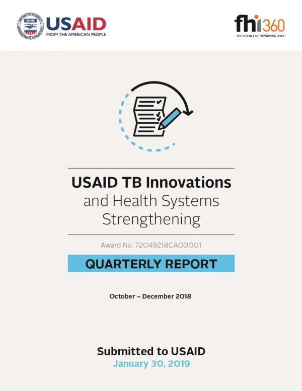 TB Innovations and Health Systems Strengthening | Quarterly Report October to December 2018