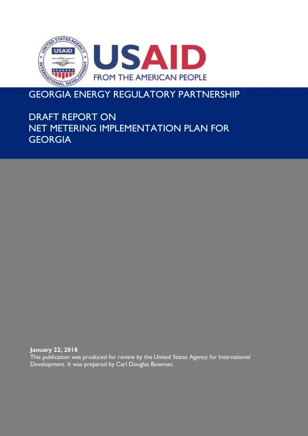 Draft Report on Net Metering Implementation Plan for Georgia