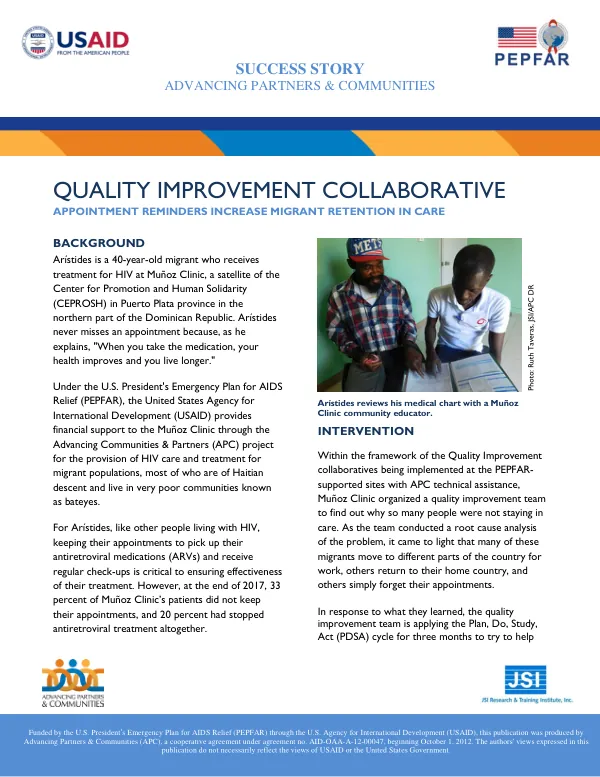 Quality Improvement Collaborative: Appointment Reminders Increase Migrant Retention in Care
