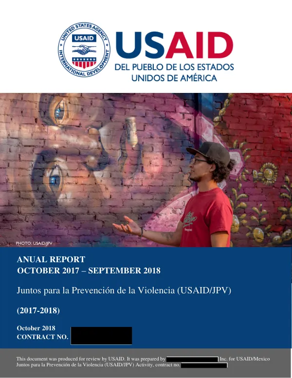 ANUAL REPORT OCTOBER 2017 – SEPTEMBER 2018 Juntos para la Prevención de la Violencia (USAID/JPV) (2017-2018)