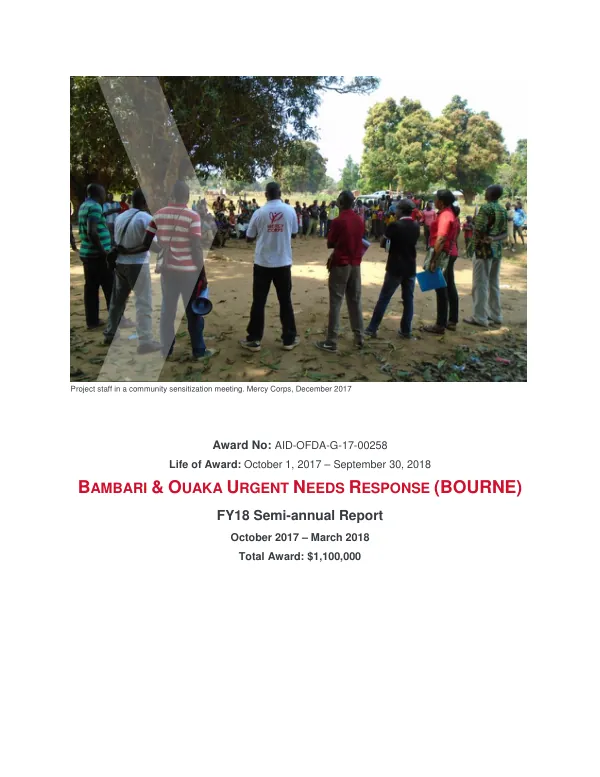 FY18 Semi-annual Report: BAMBARI & OUAKA URGENT NEEDS RESPONSE (BOURNE)