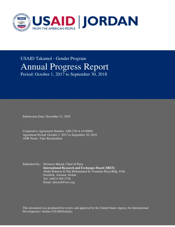 4th Annual Report: USAID Takamol