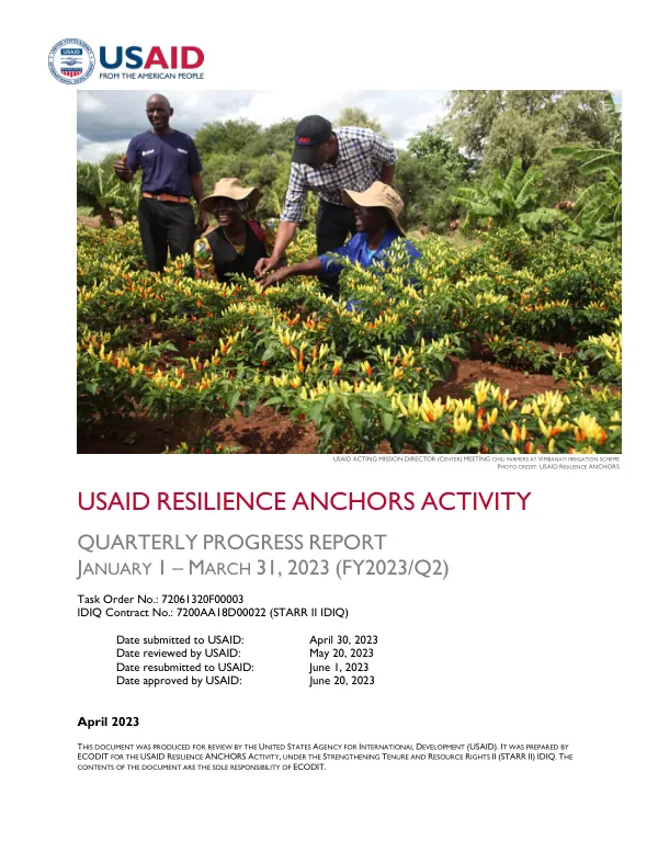 USAID Resilience ANCHORS Activity Quarterly Progress Report FY2023 Q2