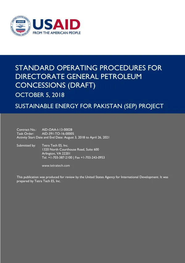STANDARD OPERATING PROCEDURES FOR DIRECTORATE GENERAL PETROLEUM CONCESSIONS (DRAFT)