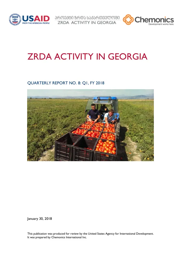 ZRDA Quarterly Report No. 8: Q1, FY 2018