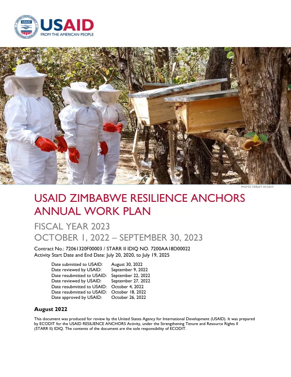 USAID Zimbabwe Resilience ANCHORS Annual Work Plan FY23