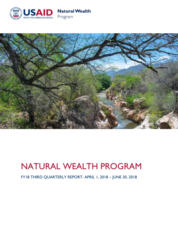 FY18 Third Quarterly Report: April 1, 2018 – June 30, 2018 for the Natural Wealth Program