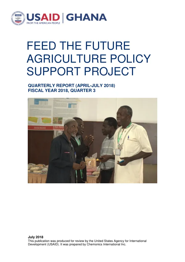 Agriculture Policy Support Project Quarterly Report (April - July 2018)