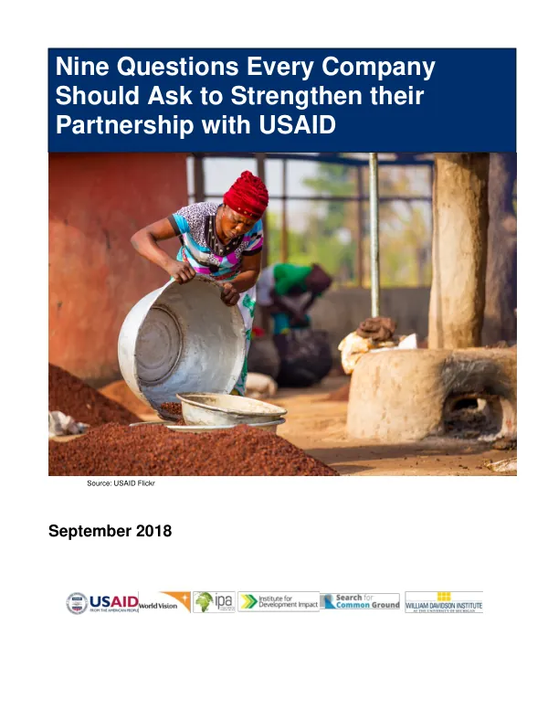 Nine Questions Every Company Should Ask to Strengthen their Private Sector Engagement with USAID