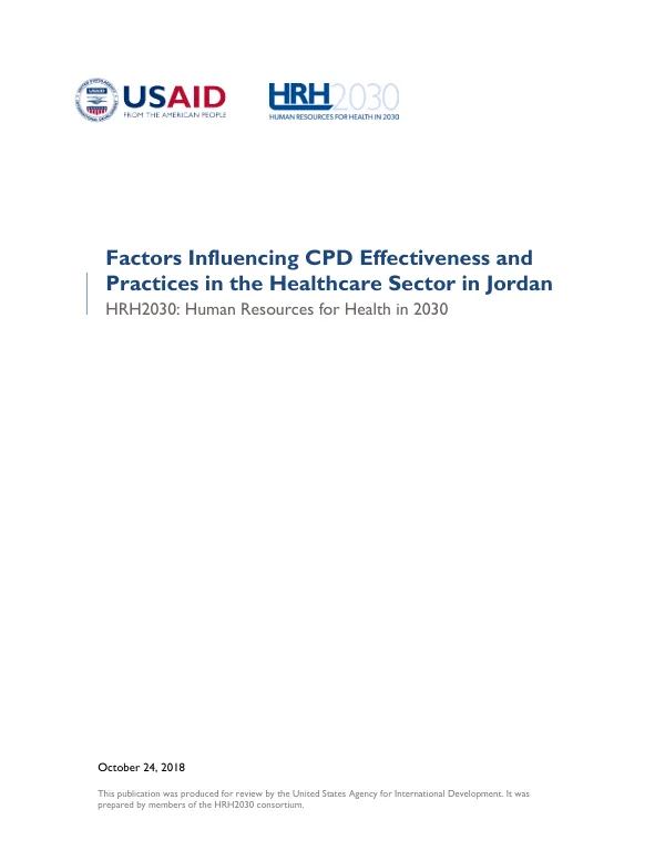Factors Influencing CPD Effectiveness and Practices in the Healthcare Sector in Jordan