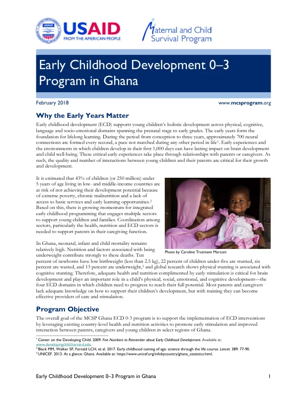Early Childhood Development 0–3 Program in Ghana