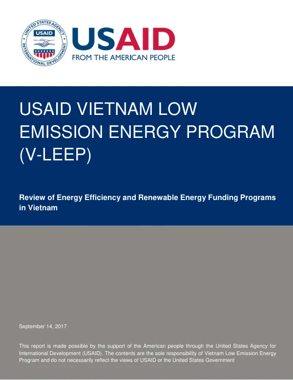 V-LEEP Review of Energy Efficiency and Renewable Energy Funding Programs in Vietnam 2017 Sep 14