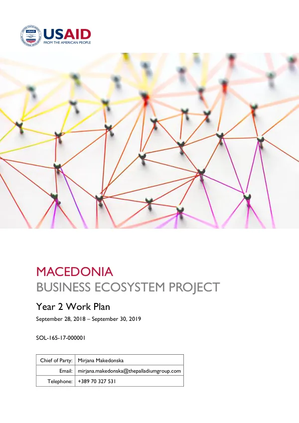 Macedonia Business Ecosystem Project - Year 2 Work Plan