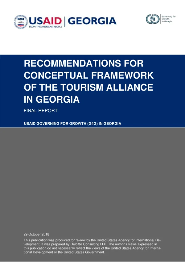 Recommendations for Conceptual Framework of the Tourism Alliance in Georgia: Final Report