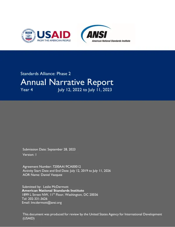 Standards Alliance: Phase 2 Annual Narrative Report Year 4