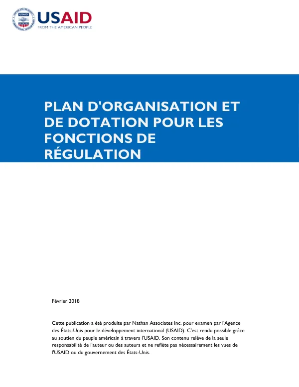 Plan d'organisation et de dotation pour les fonctions de régulation
