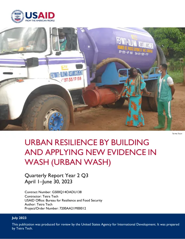 Urban Resilience by Building and Applying New Evidence in WASH (URBAN WASH) Quarterly Report Year 2 Q3