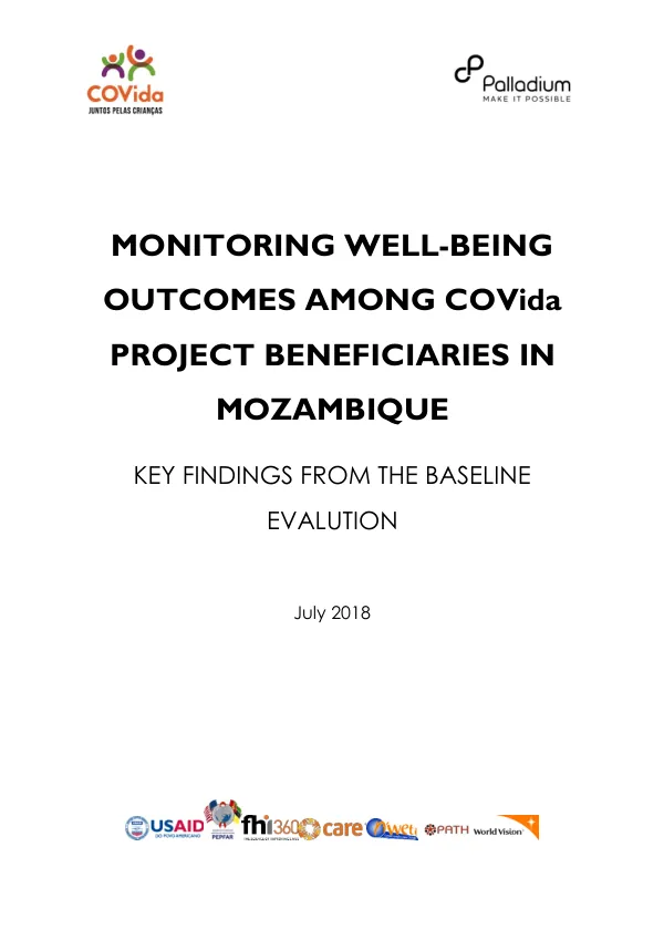 MONITORING WELL-BEING OUTCOMES AMONG COVIDA PROJECT BENEFICIARIES IN MOZAMBIQUE KEY FINDINGS FROM THE BASELINE EVALUATION SURVEY