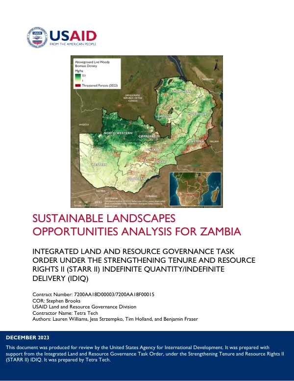 Sustainable Landscapes Opportunities Analysis for Zambia