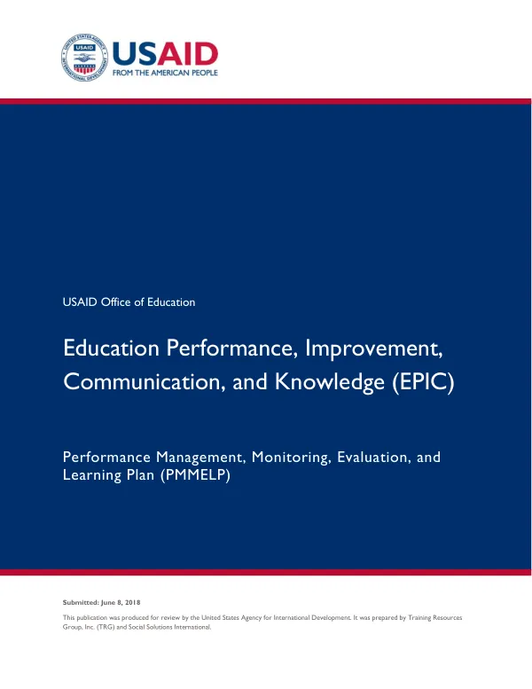 USAID EPIC Performance Management, Monitoring, Evaluation, and Learning Plan (PMMELP)