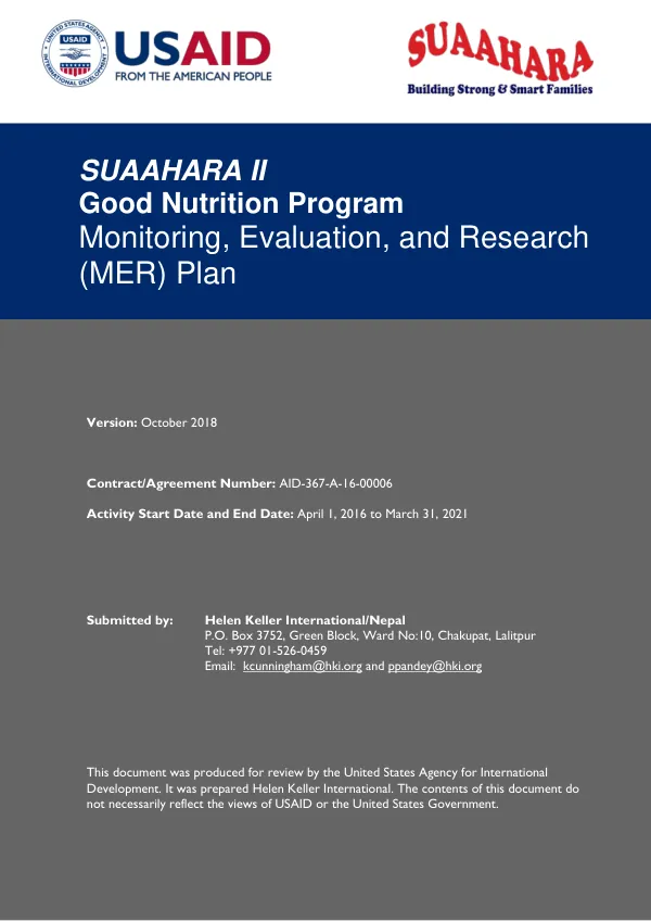 Suaahara II M&E Plan