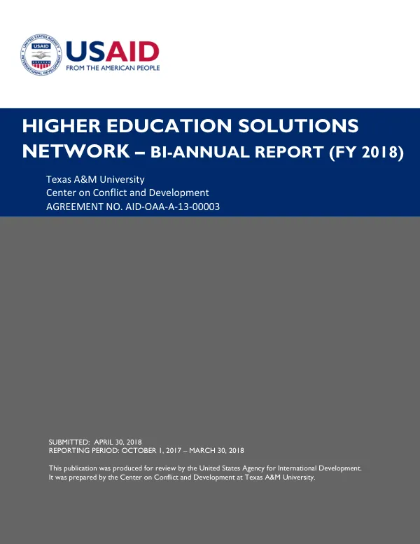 Higher Education Solutions Network – Bi-Annual Report (FY 2018)