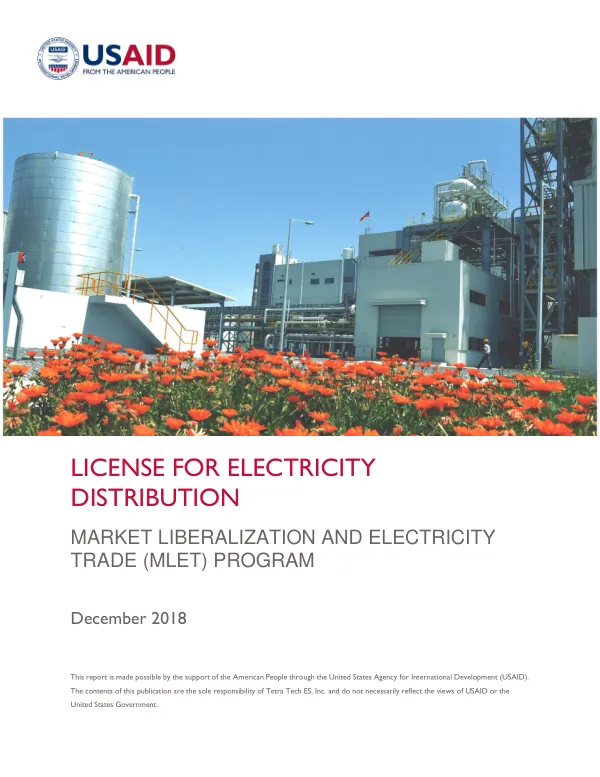 License for Electricity Distribution Market Liberalization and Electricity Trade (MLET) Program
