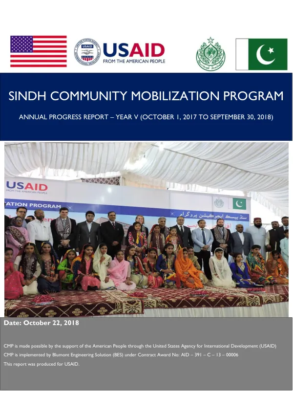 Annual Progress Report Year V: Sindh Community Mobilization Program