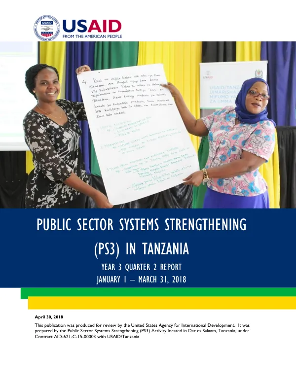 Public Sector Systems Strengthening (PS3) in Tanzania Year 3 Quarter 2 Report