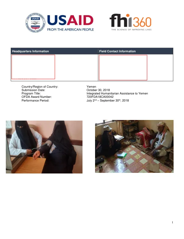 Final Report: Integrated Humanitarian Assistance to Yemen